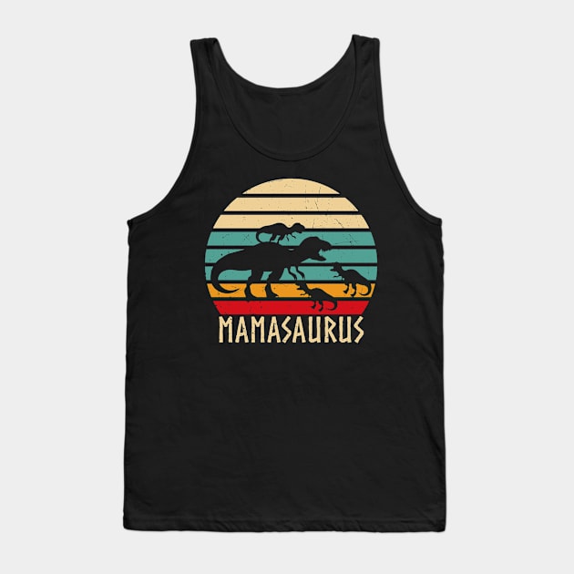 Mamasaurus Funny Mothers Day Dinosaur Mom Tank Top by Foxxy Merch